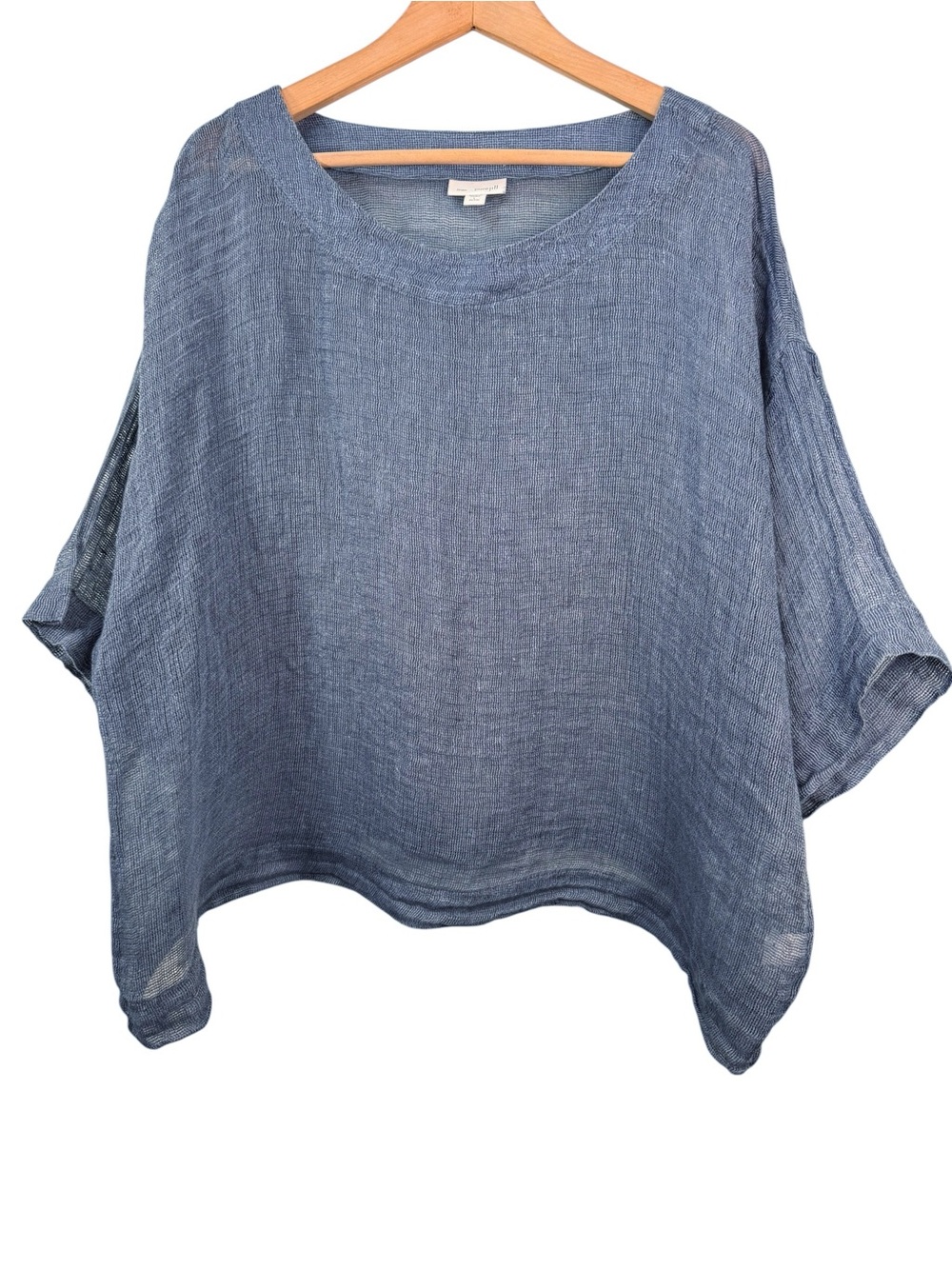 J Jill Pure Linen Blue Popover Top LP Petite Lagenlook Poncho Tunic Layer